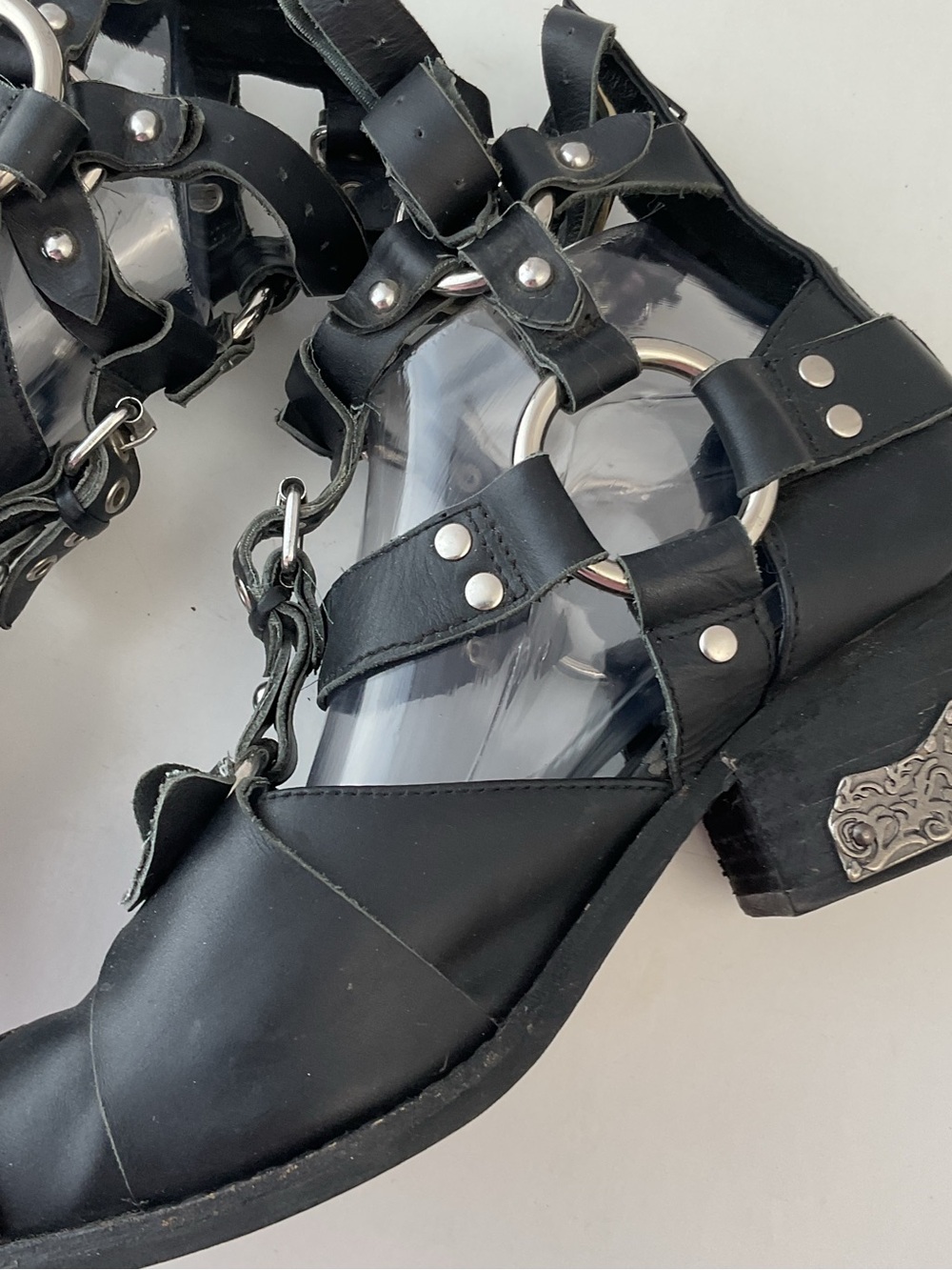 Extremely Rare Jeffrey Campbell Temeku Black/Silver Leather Boots Women’s Size 8 - Picture 10 of 16